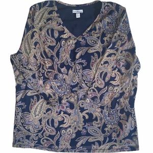 Croft&barrow 2X 3/4 sleeve blouse v-neck paisley